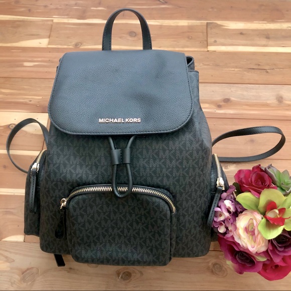 michael kors black logo backpack